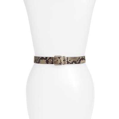 Rebecca Minkoff Reversible Python Embossed Leather Belt, Sandrift