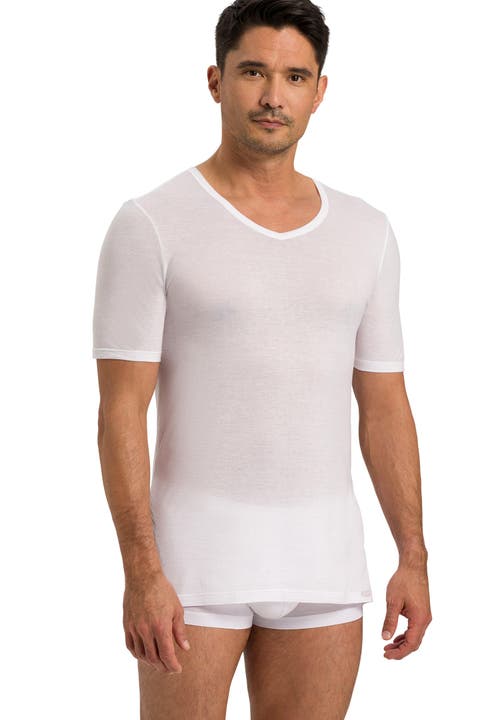 Hanro Ultralight Supima Cotton V-neck T-shirt In White