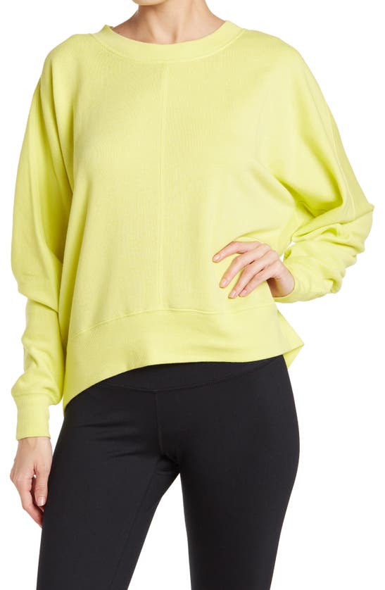 Zella Carey Crew High/low Sweatshirt In Green Blaze