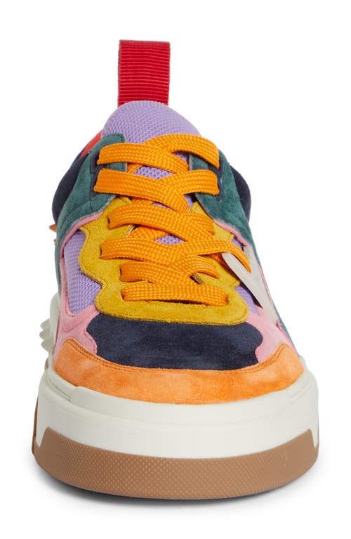 Shop Christian Louboutin Astroloubi Mixed Media Low Top Sneaker In 5631 Multi Foam/navy