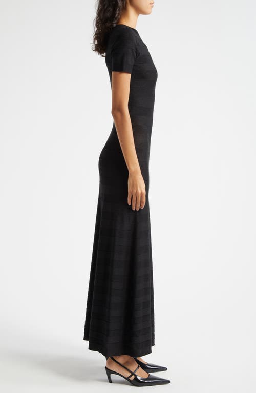 Shop Emporio Armani Stripe Maxi Dress In Solid Black