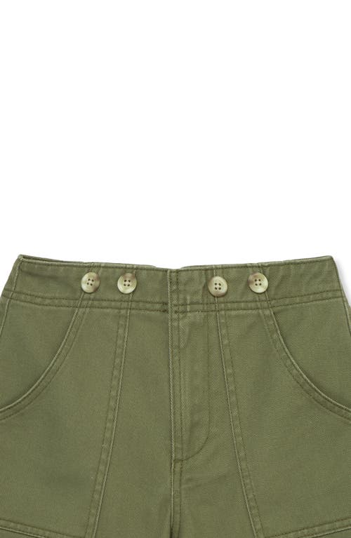 Shop Habitual Kids Kids' Button Detail Denim Shorts In Olive