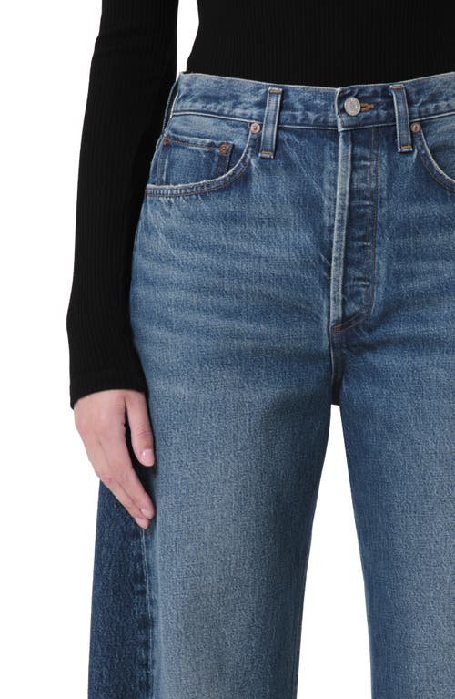 Agolde Luna Piece High Waist Raw Hem Barrel Jeans In Split