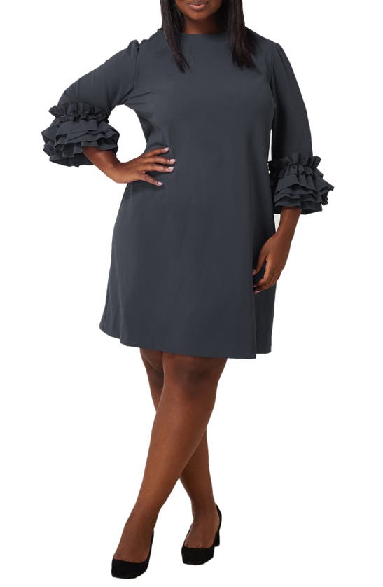 Maree Pour Toi Ruffle Sleeve Sheath Dress In Charcoal