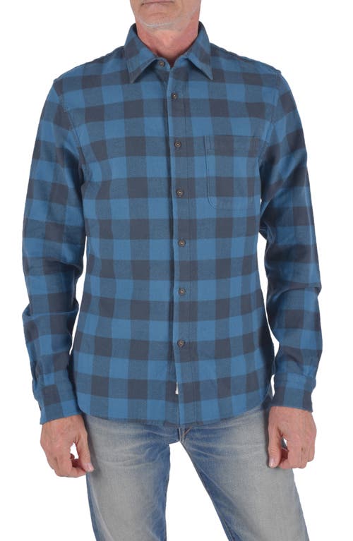 HIROSHI KATO The Ripper Plaid Organic Cotton Flannel Button-Up Shirt in Blue at Nordstrom