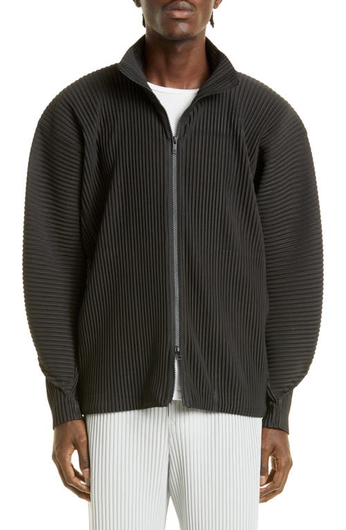 Homme Plissé Issey Miyake Arc Pleated Bomber Jacket in Coke Gray