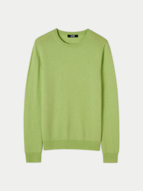 Shop Gobi Cashmere Crew Neck Sweater In Jade Lime