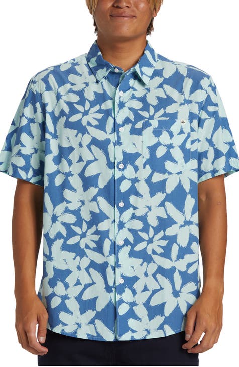 Apero Regular Fit Floral Short Sleeve Organic Cotton Button-Up Shirt