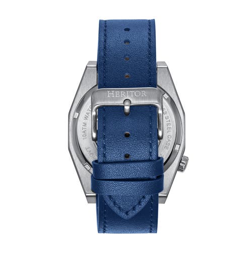 Shop Heritor Automatic Amadeus Semi-skeleton Leather-band Watch In Silver/blue