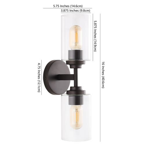 Jonathan Y Giles 2-light Farmhouse Industrial Iron Cylinder Led Sconce In Oil Rubbed Bronze