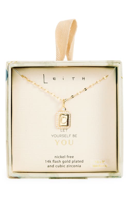 Leith Initial Pendant Necklace In C- Clear- Gold