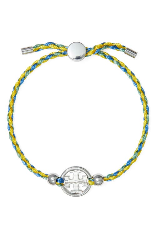 Shop Tory Burch Miller Slider Bracelet In Tory Gold/blue Multi