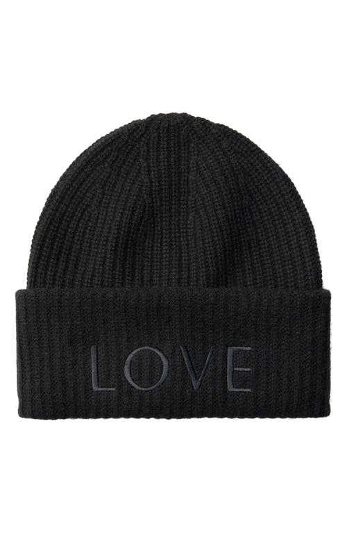 LITA by Ciara Love Embroidered Rib Recycled Cashmere Beanie in Black