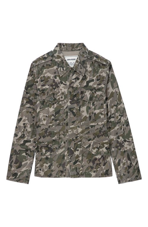 Shop Zadig & Voltaire Krisa Cotton Canvas Camo Jacket In Grass