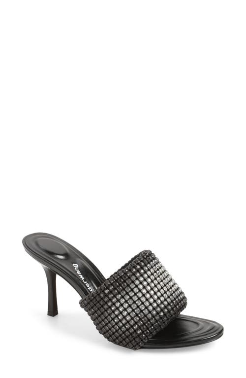 Shop Alexander Wang Heiress Crystal Mesh Slide Sandal In Black Aged