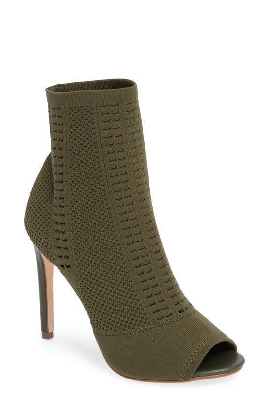 Steve Madden Candid Knit Bootie In Olive Fabric