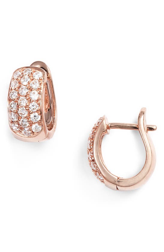 Dana Rebecca Designs Mini Diamond Hoop Earrings In Rose Gold