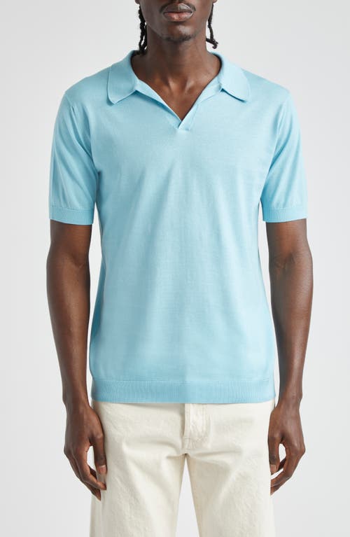 John Smedley Noah Johnny Collar Sweater Polo In Blue Spring