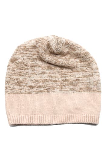 Portolano Melange Cashmere Cuff Beanie In Soft Pink Mix
