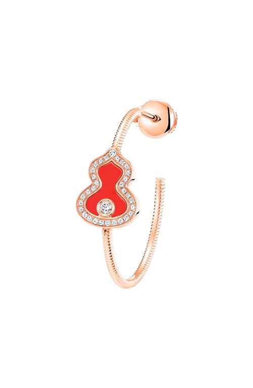 Wulu Red Agate & Diamond Hoop Earrings in Rose Gold