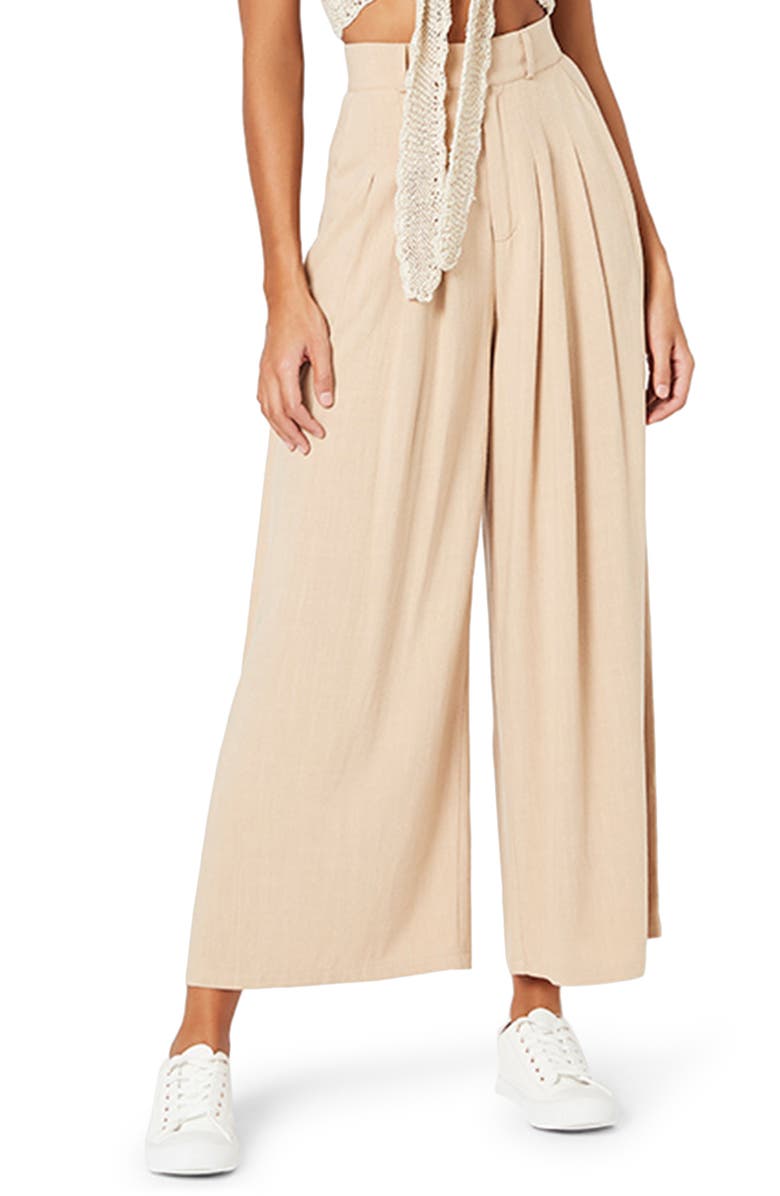 MINKPINK Taylah Wide Leg Pants, Main, color, NATURAL