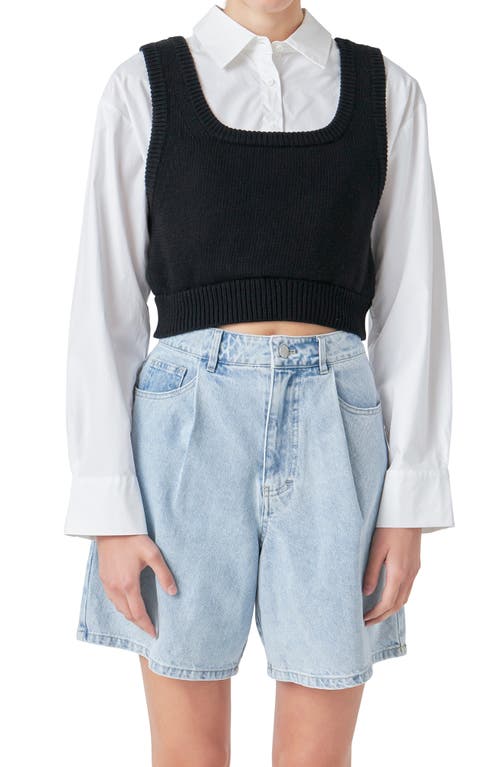 Grey Lab Layered Button-up Shirt In Black/white