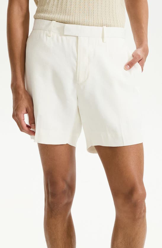 Shop Theory Jarin Linen Blend Shorts In Ivory