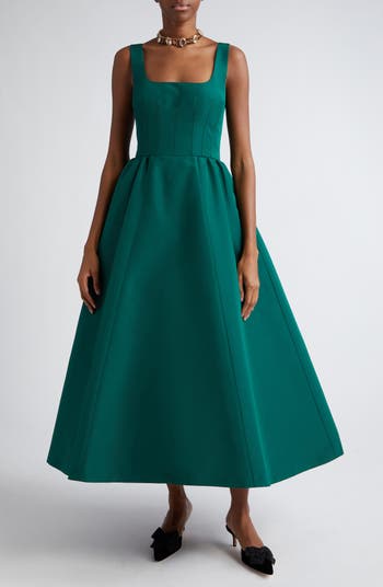 Adior Satin Silk Flare Skirt - Emerald Green