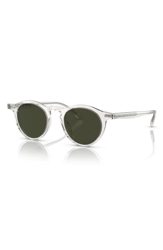Shop Oliver Peoples Op-13 47mm Polarized Round Sunglasses In Dark Grey/ Transparent