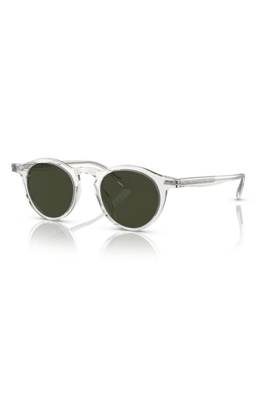 Shop Oliver Peoples Op-13 47mm Polarized Round Sunglasses In Dark Grey/transparent