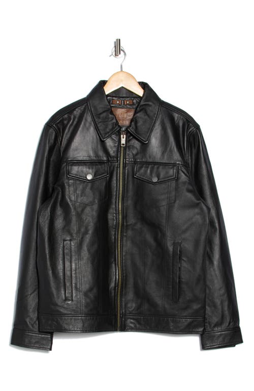 Frye Leather Trucker Jacket In Black