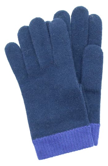 Shop Portolano Colorblock Cashmere & Wool Tech Gloves In Navy/pegasus