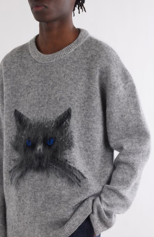 Shop Givenchy Cat Mohair Blend Crewneck Sweater In Grey