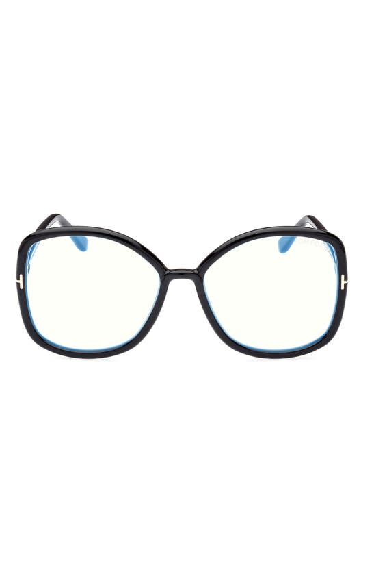Tom Ford 56mm Butterfly Blue Light Blocking Glasses In Shiny Black |  ModeSens