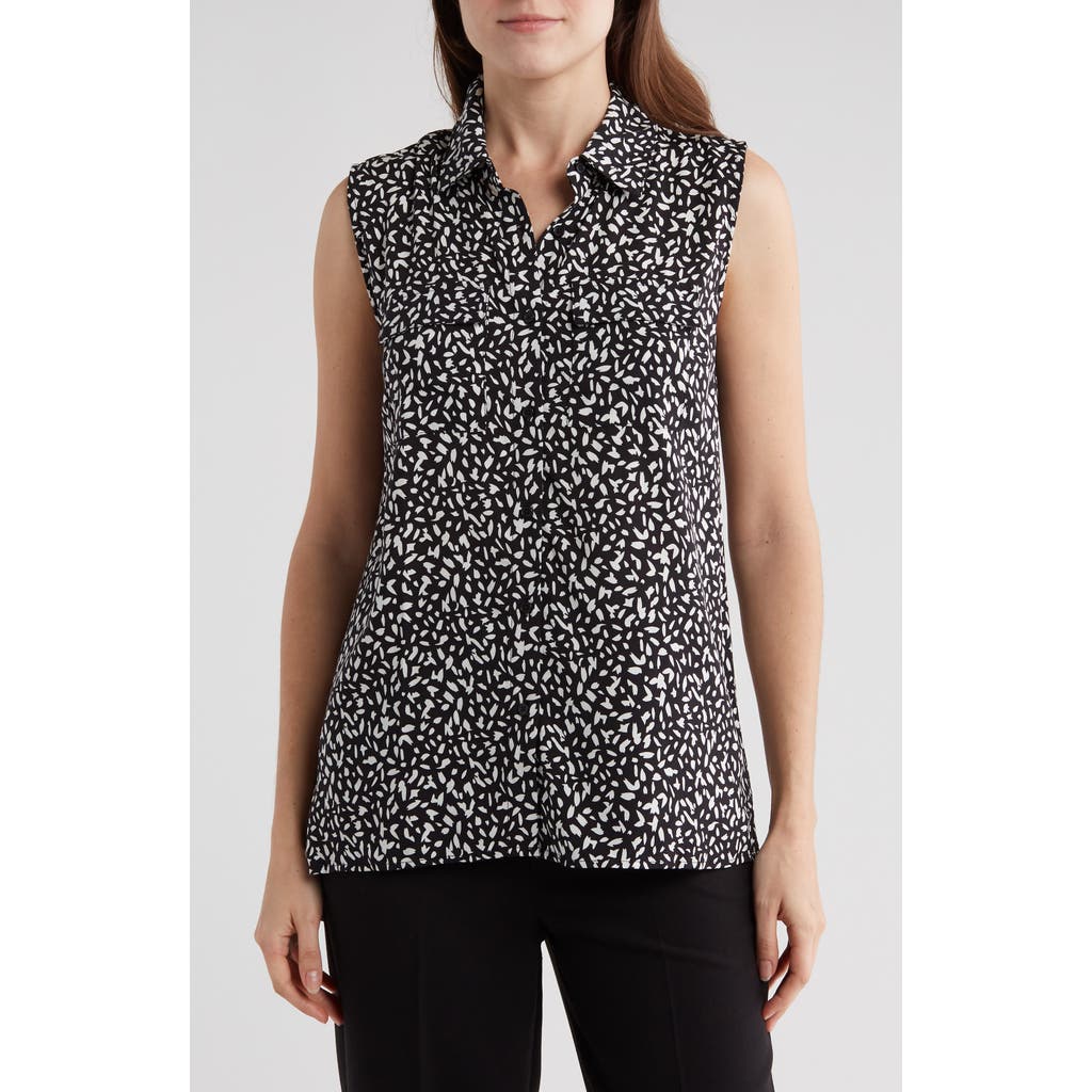 Shop Philosophy By Rpublic Clothing Print Sleeveless Shirt In Black/white Abstract Deco