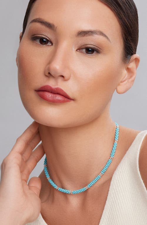 Shop Lagos Blue Caviar Beaded Necklace In Silver/blue