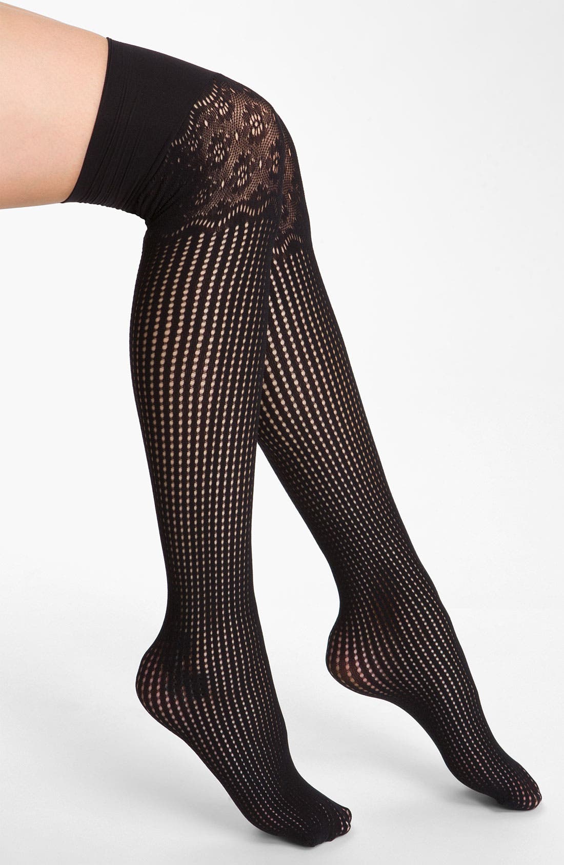 DKNY 'Eyelet Pinstripe' Over The Knee Socks | Nordstrom