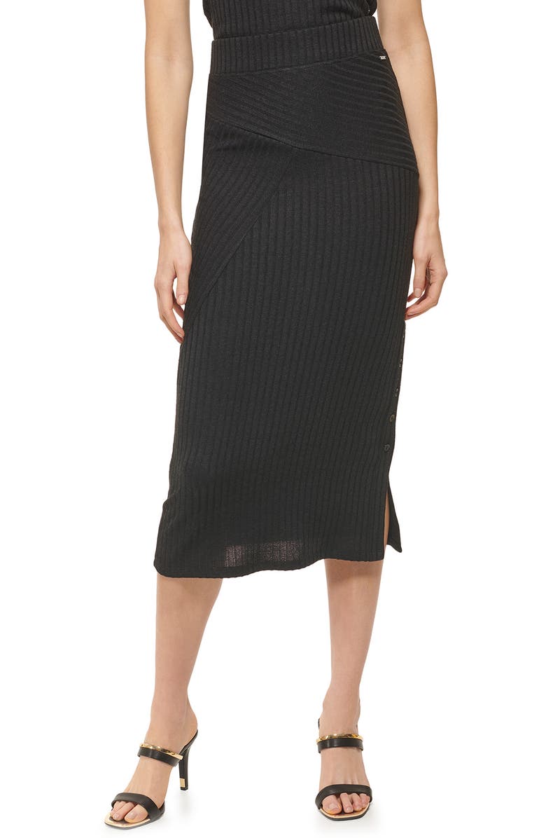 DKNY Ribbed Pull-On Midi Skirt | Nordstromrack