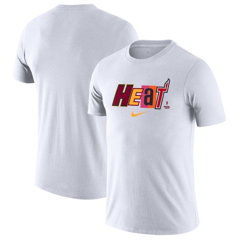 Nike White Miami Heat 2021/22 City Edition Essential Wordmark Collage T ...