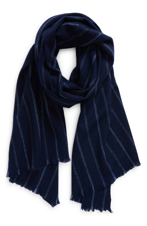 Shop Vince Stripe Lightweight Cashmere Scarf In Coastal Blue