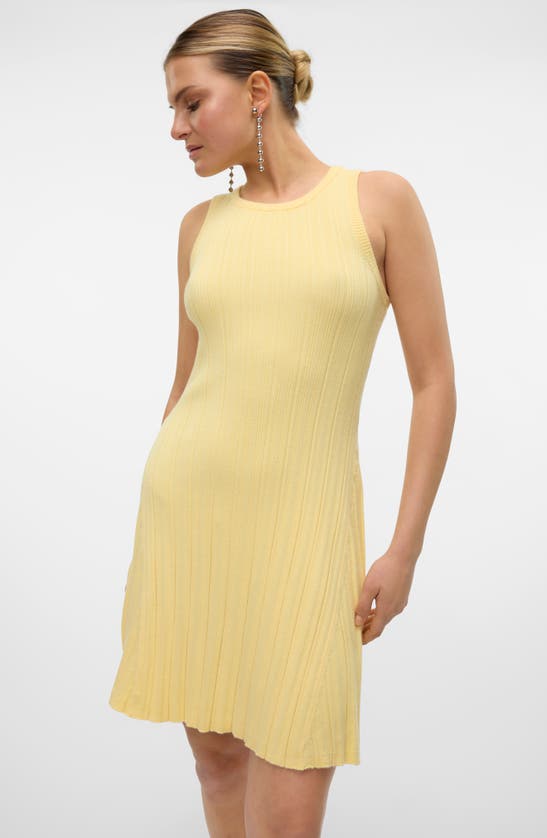 Shop Vero Moda Stephanie Rib Sleeveless Minidress In Mellow Yellow