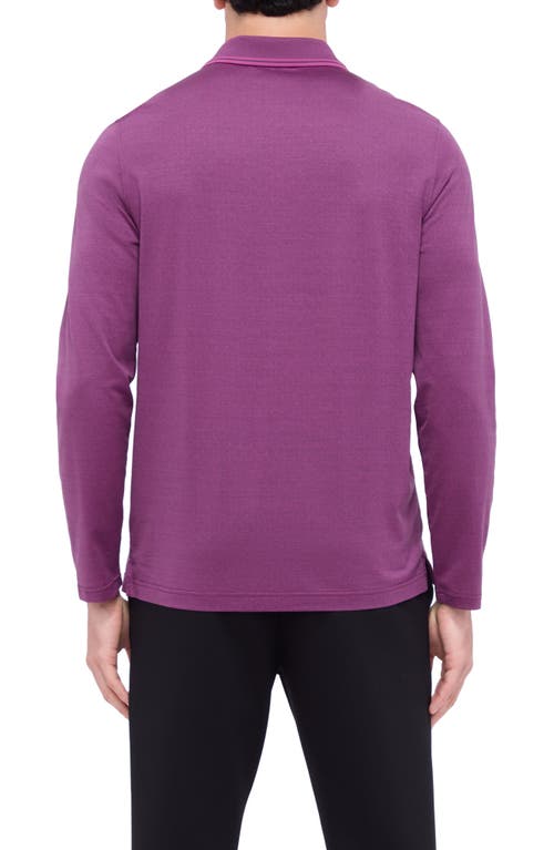 Shop Bugatchi Jacquard Long Sleeve Polo In Magenta