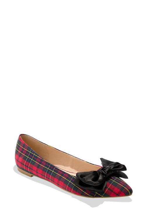 Shop Jack Rogers Debra Pointed Toe Flat In Red Plaid/black