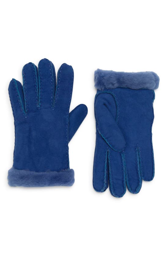 Ugg Classic Genuine Shearling Suede Gloves In Deep Periwinkle