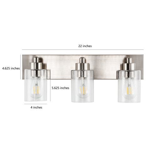 Jonathan Y Irving 3-light Seeded Glass/iron Modern Contemporary Led Vanity Light In Nickel With Clear Shade