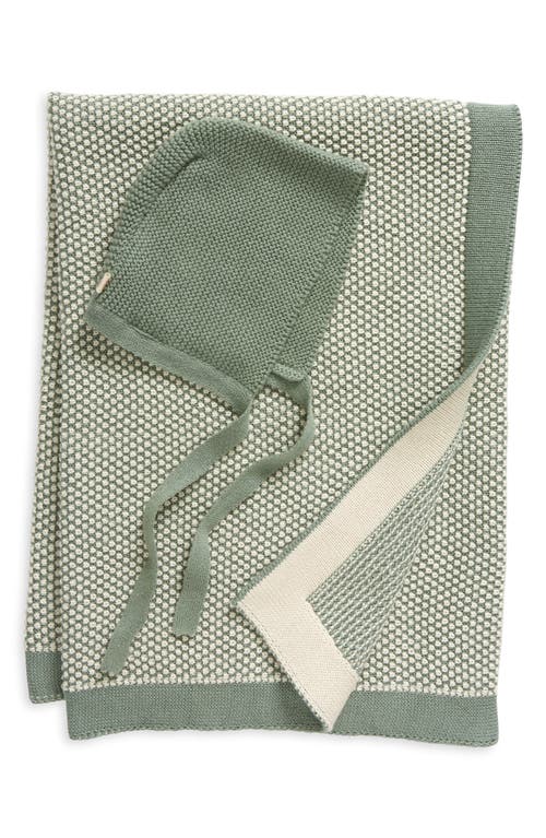 Pink Lemonade Kids'  Elegant Dove Organic Cotton Hat & Blanket Set In Green