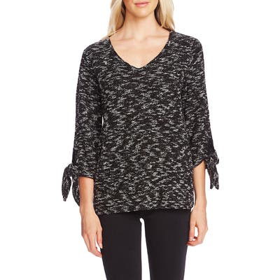 Vince Camuto Tie Cuff Nubby Sweater, Black