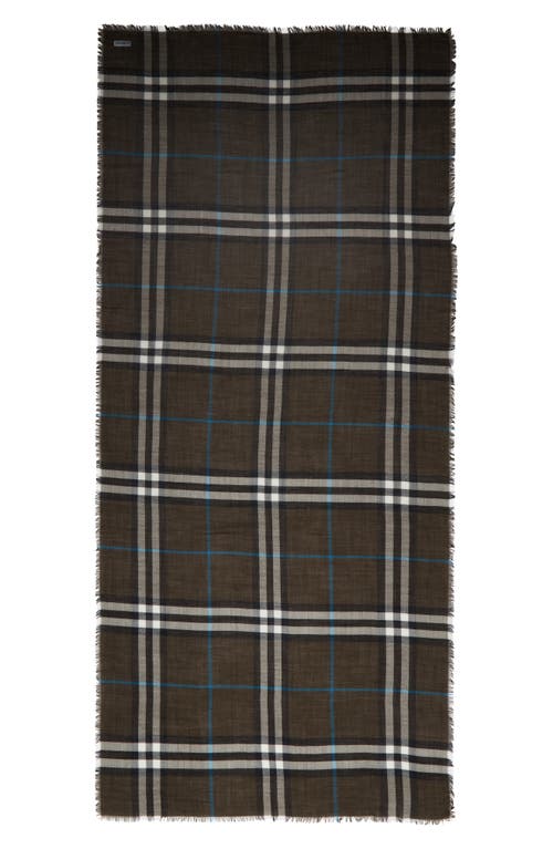 Shop Burberry Giant Check Fringe Wool Scarf In Snug