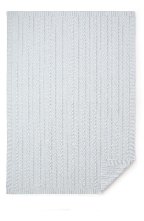 Elegant Baby Horseshoe Cable Knit Cotton Blanket In Pale Blue