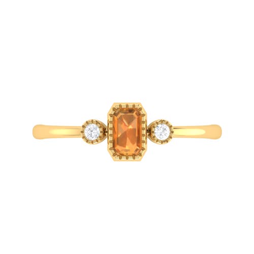 Luvmyjewelry Emerald Cut Citrine & Diamond Birthstone Ring In 14k Gold In Yellow Gold